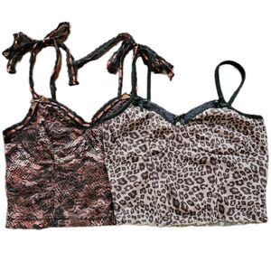 Animal Print Crop Top Bundle Women's Small Y2K Lingerie Going Out Clubwear Rave